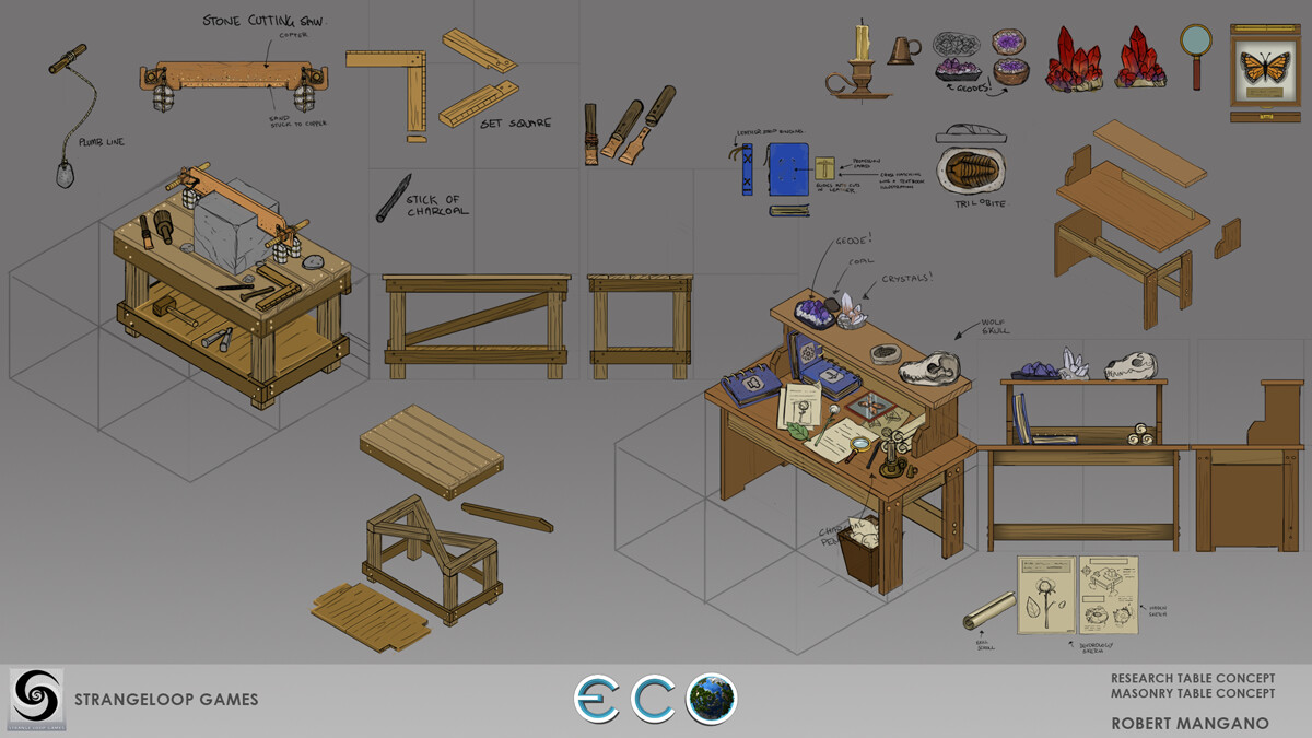 Research table concept, Masonry table concept