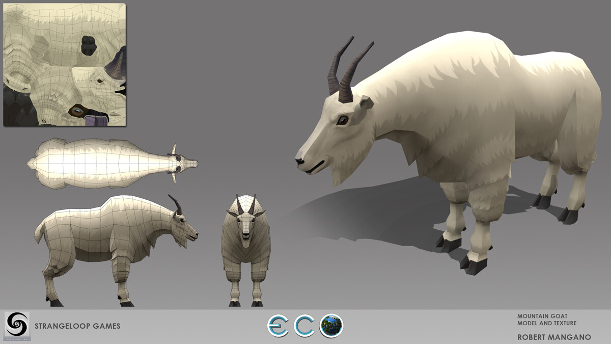 Mountain Goat model, texture and rigging.