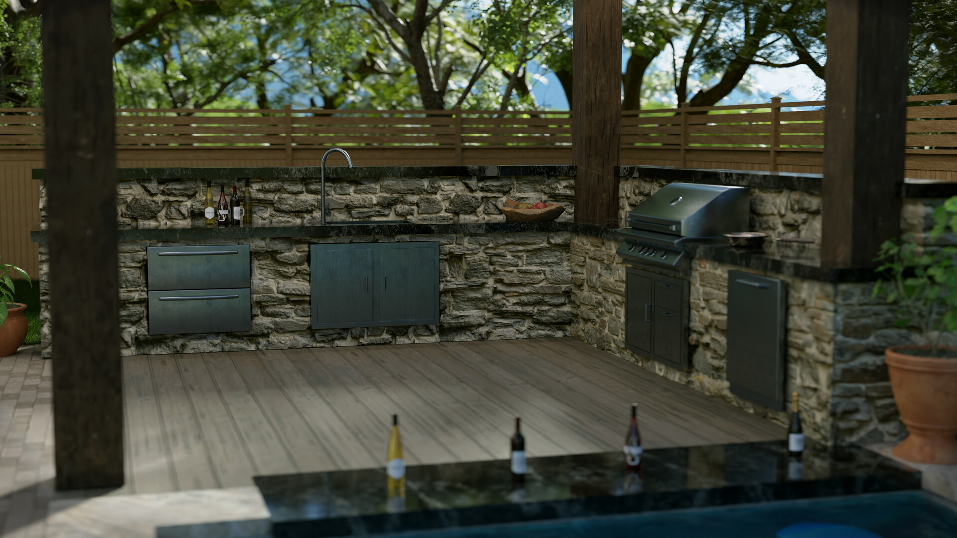 ArtStation Outdoor Kitchen and Pool