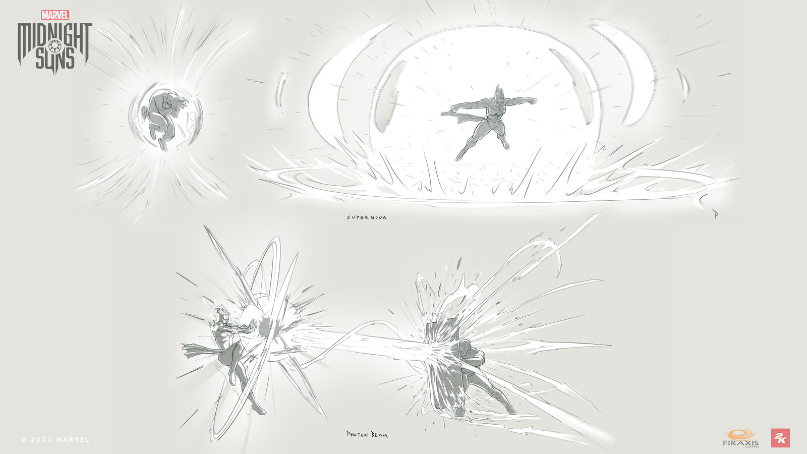 Sketches exploring Captain Marvel's abilities