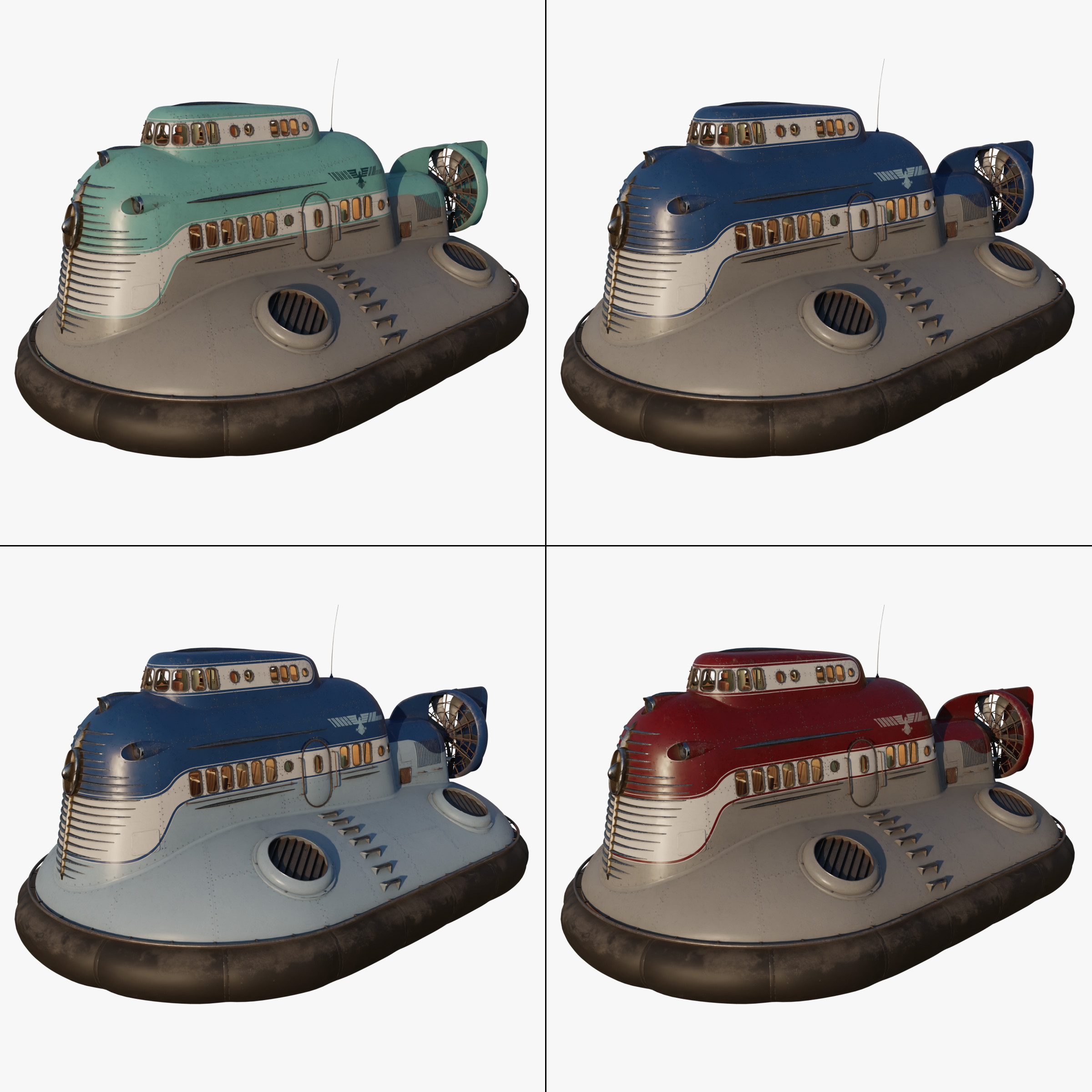 Dieselpunk Hovercraft available with texture variations