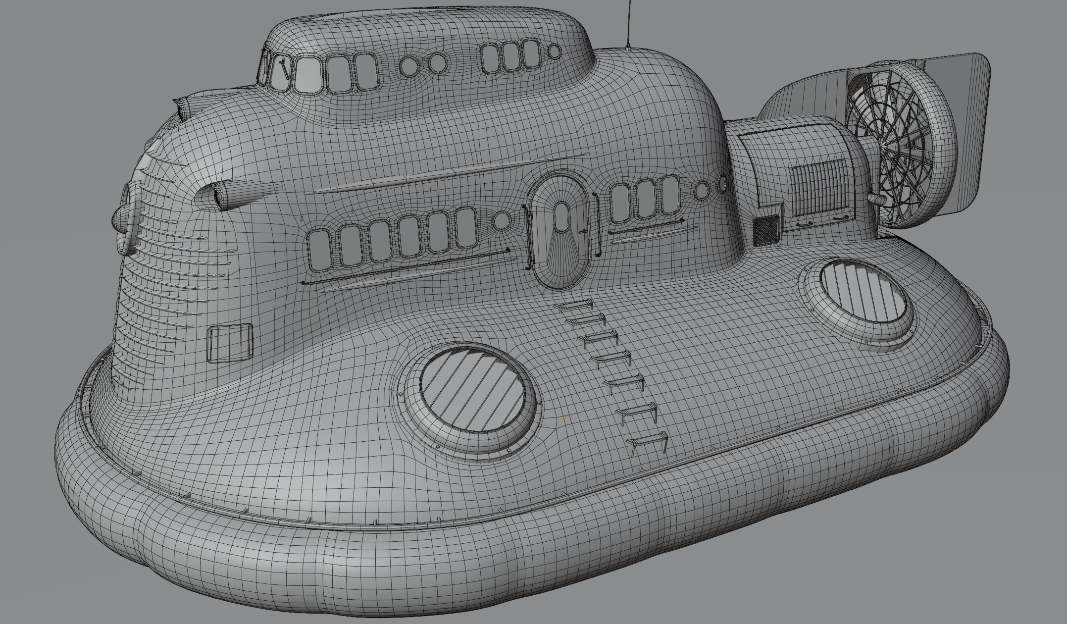 Dieselpunk Hovercraft - wireframe