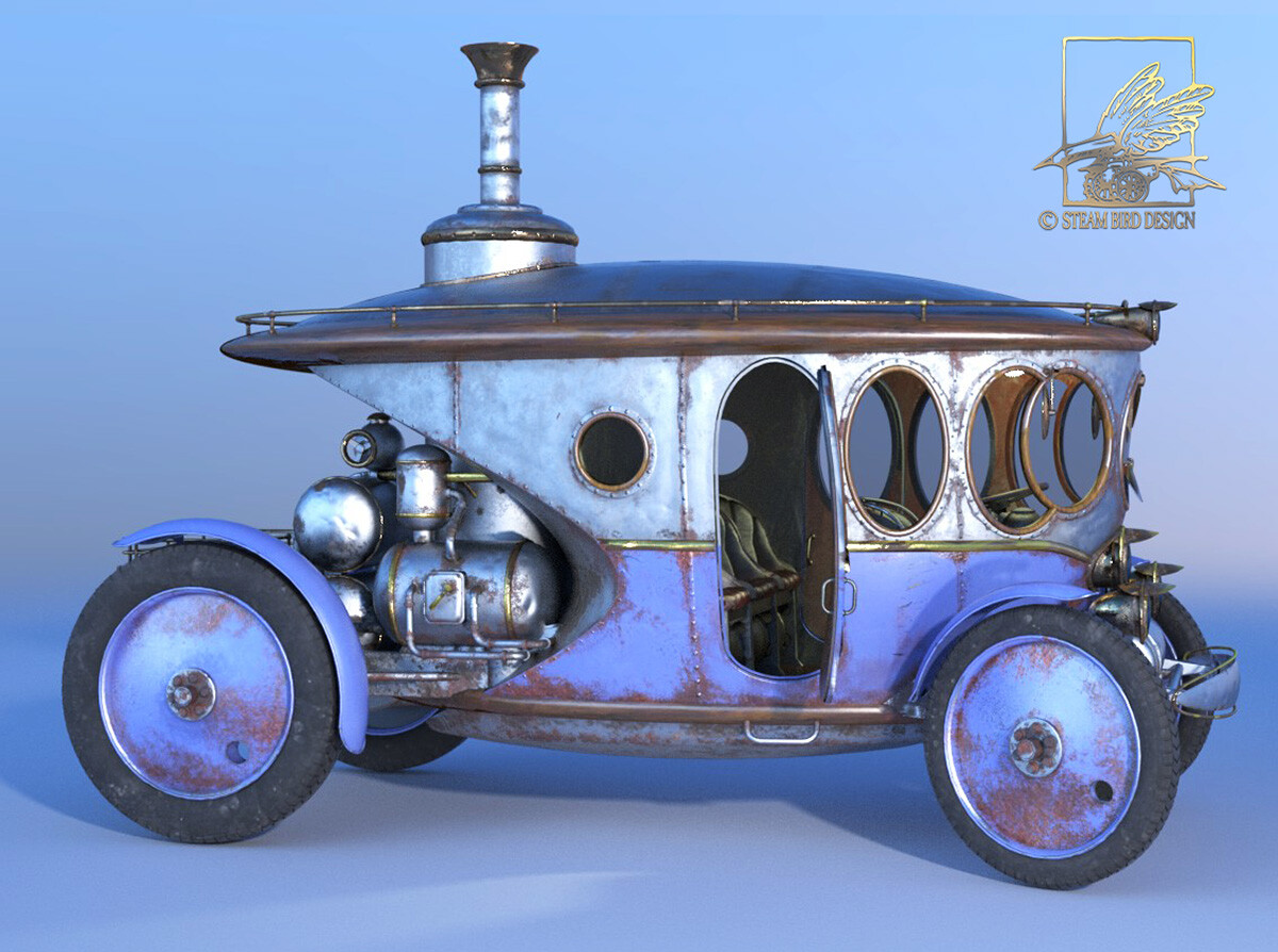 Steampunk Automobile -  Side View 2