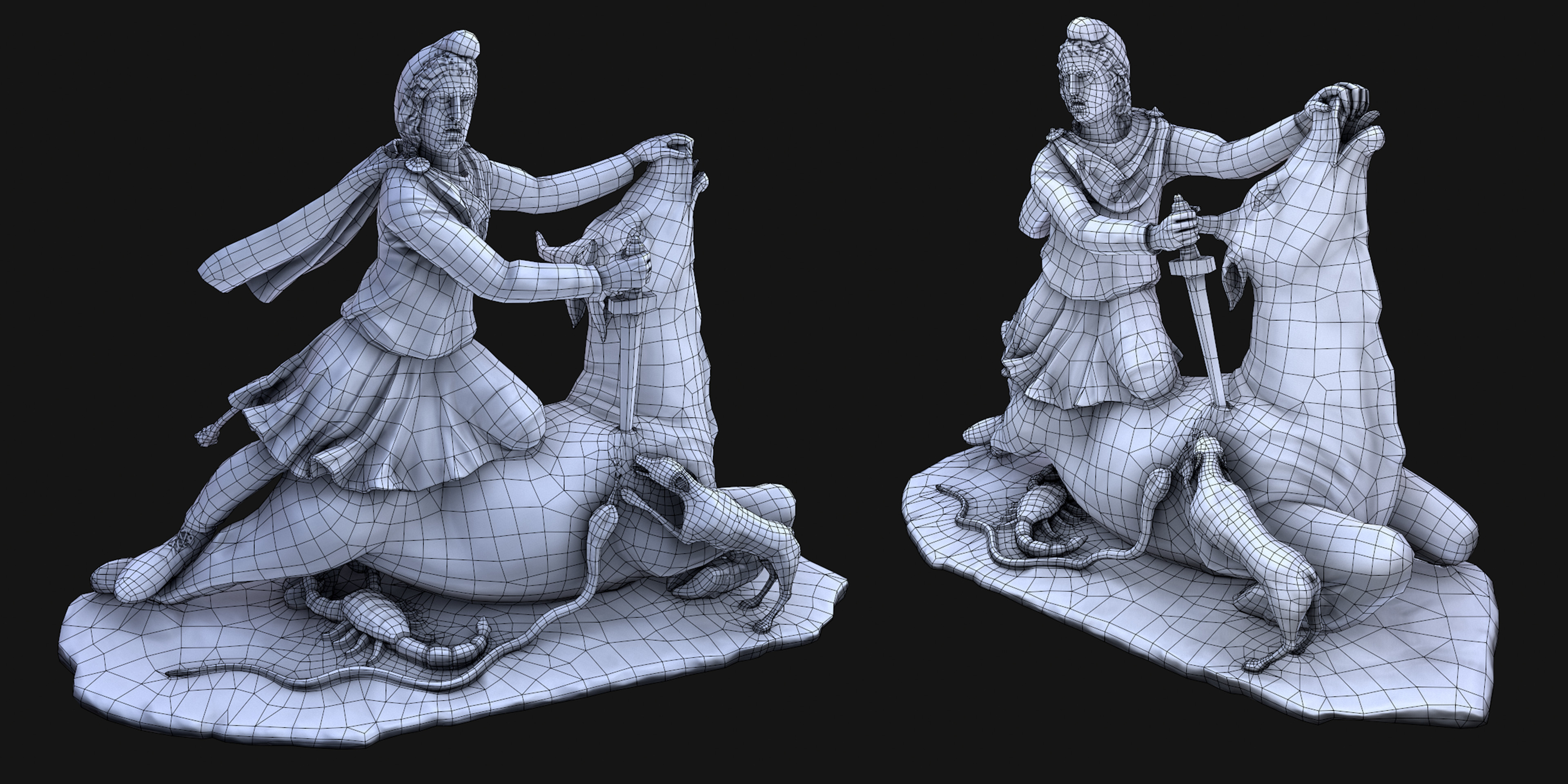 Mithras Statue Wireframe
