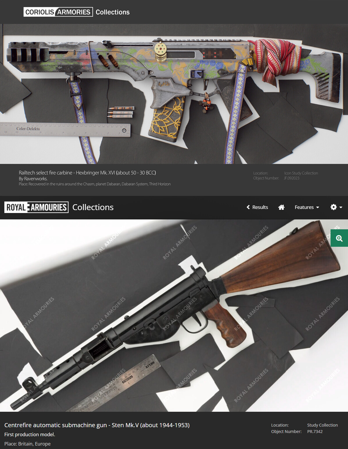I really like the idea of a museum style presentation. So I had to pay homage to some of my favorite youtube series. Firearms Expert Reacts from GameSpot and the Royal Armouries channel. I think Jonathan Ferguson and Dave Jewitt put out some great videos.