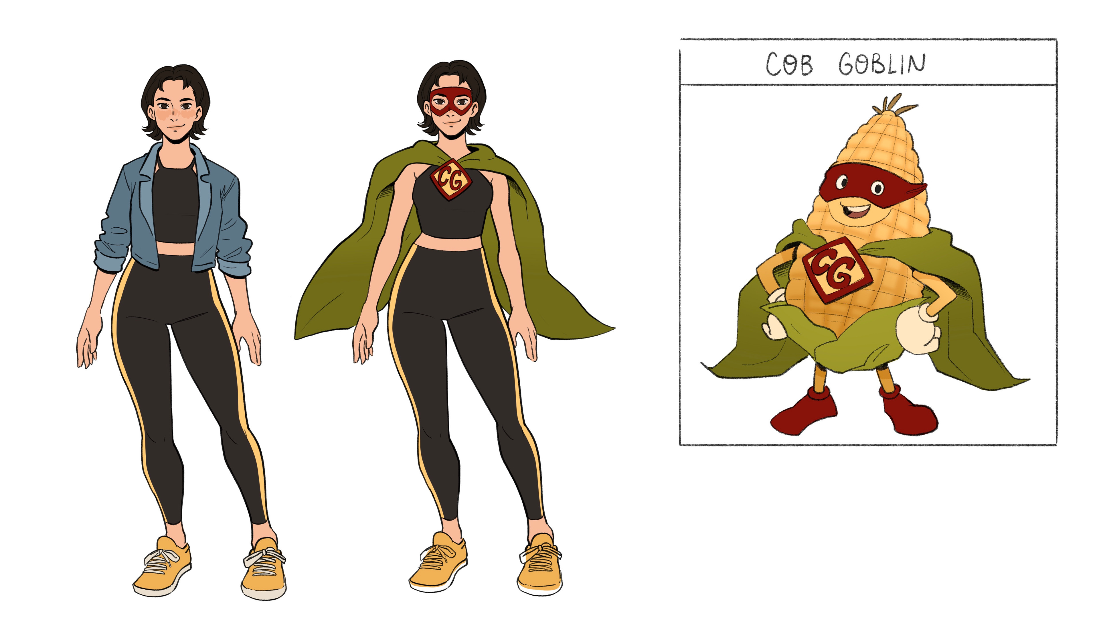 Lainie final civilian outfit + "disguised" outfit stolen/borrowed from Cob Goblin (stand mascot)