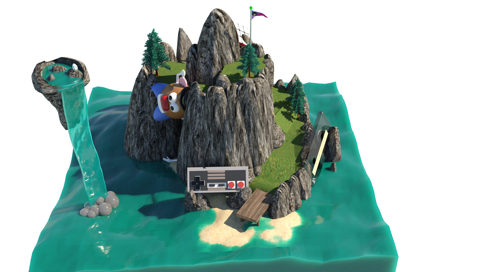 ArtStation 80's inspired Island design