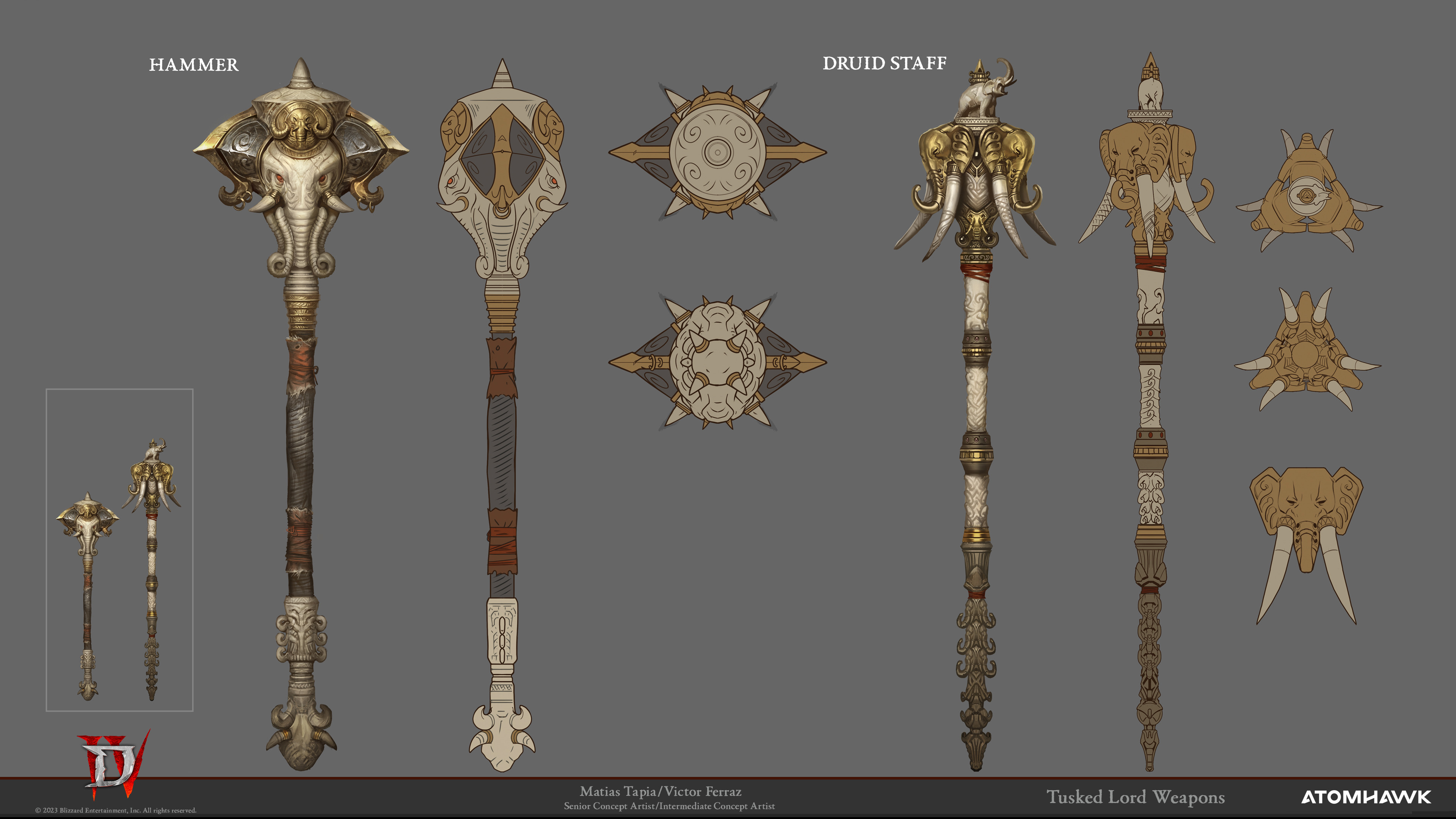 Atomhawk atomhawk diablo 4 tusked lord druid armor weapon concept art
