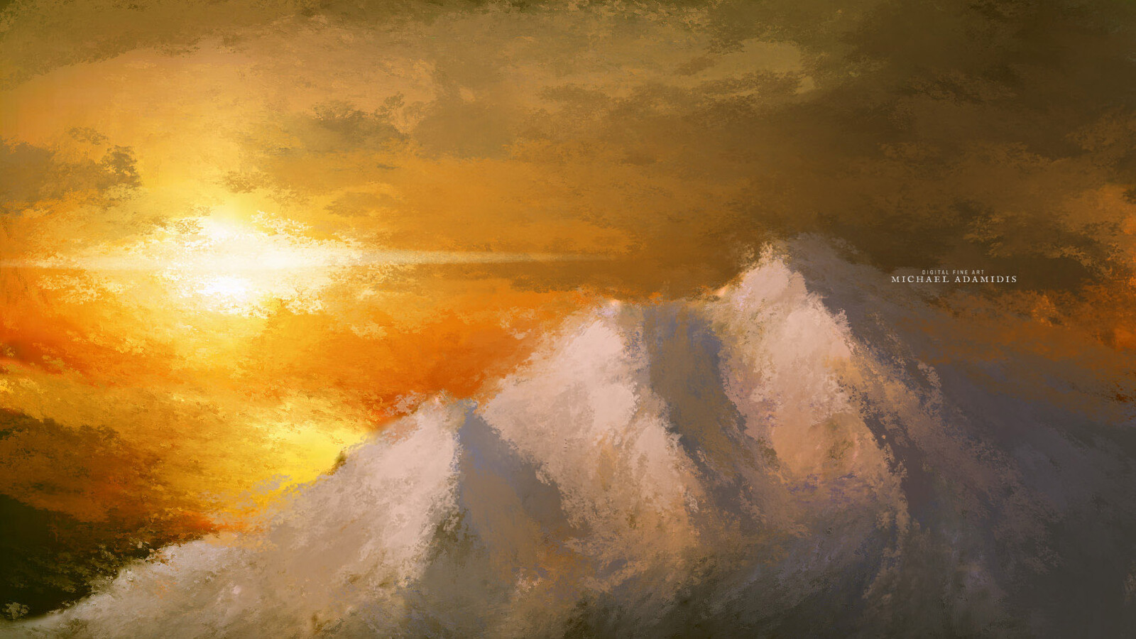 Loose Digial Painting - Mountains Tops Scenery