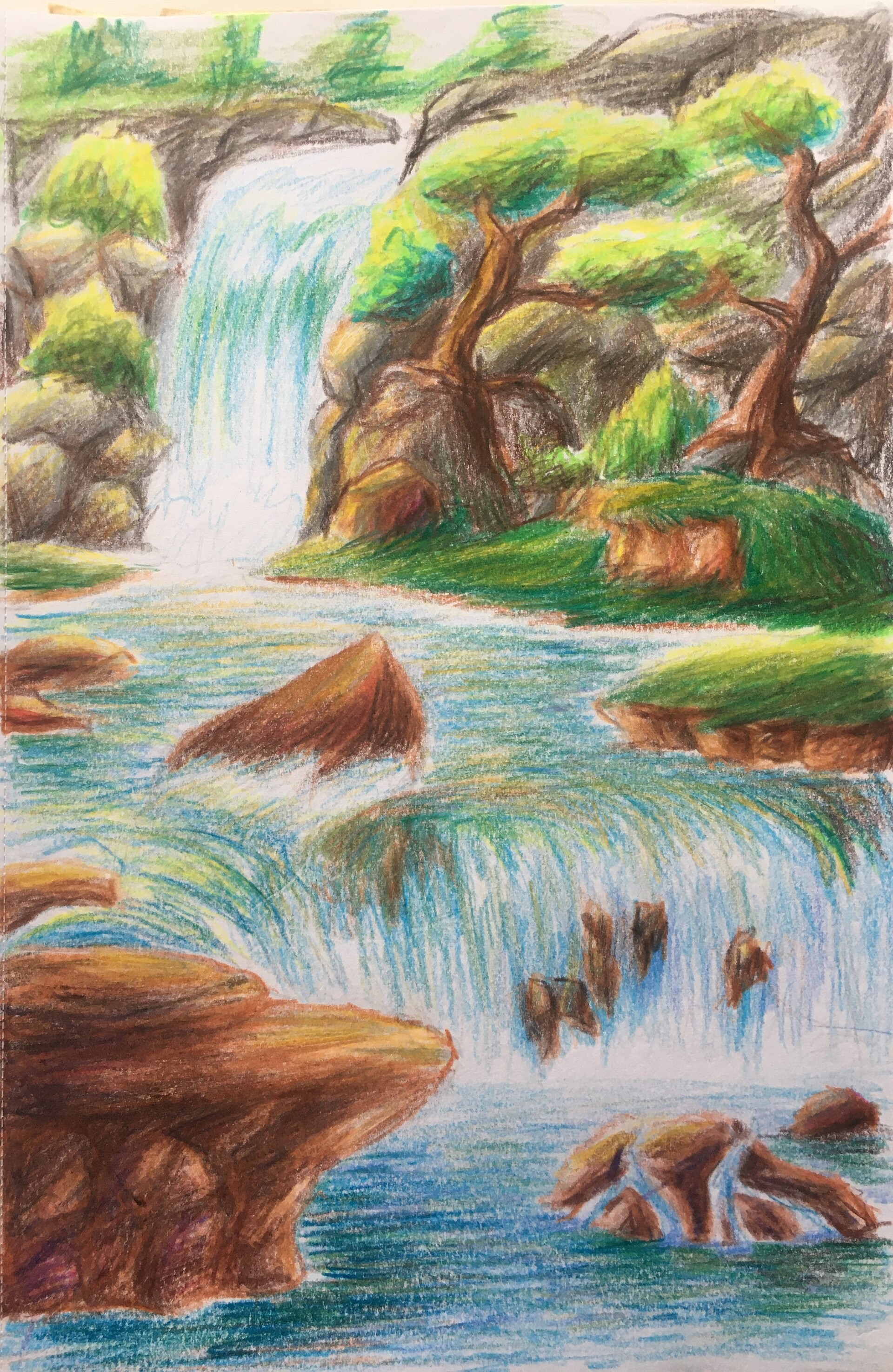 Buy 1564 Original Landscape Drawing Coloured Pencil and Pen Online in India  - Etsy
