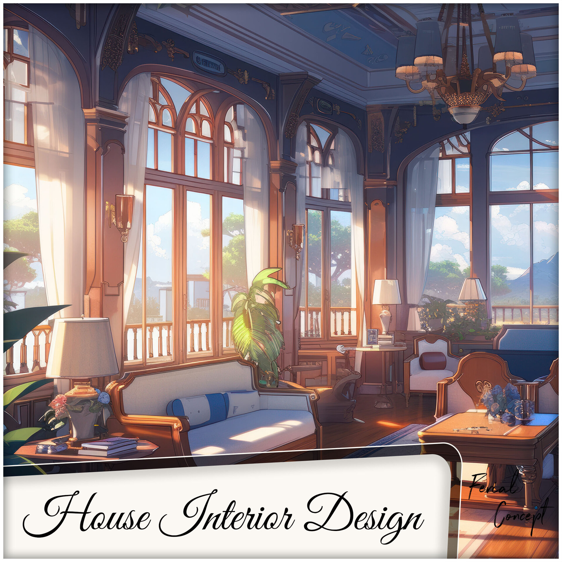 Anime Interior House Graphic · Creative Fabrica