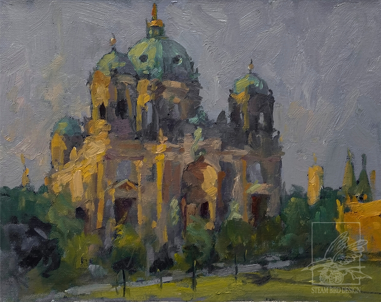Berliner Dom - Last Sun Rays / 8x10 oil on board. Plein-air painting.