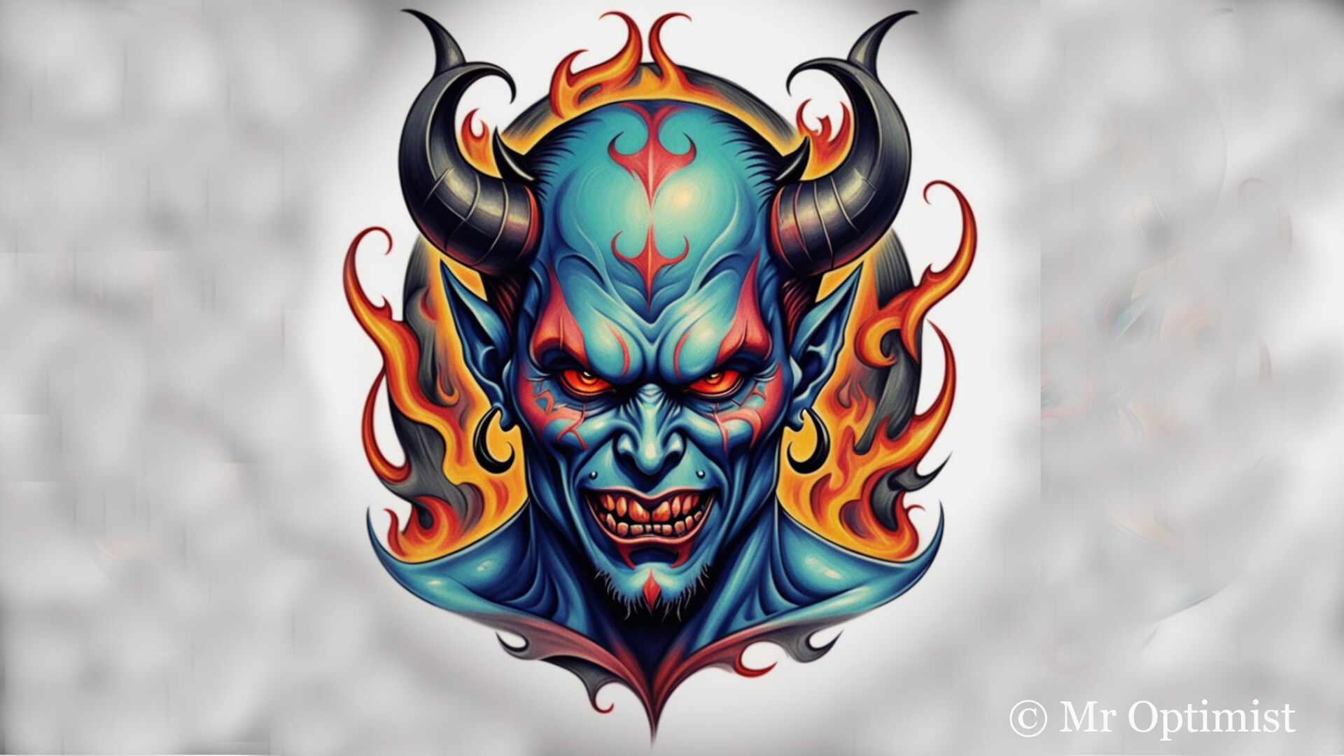 Devil head tattoo on @wolfgang.ttt | Instagram