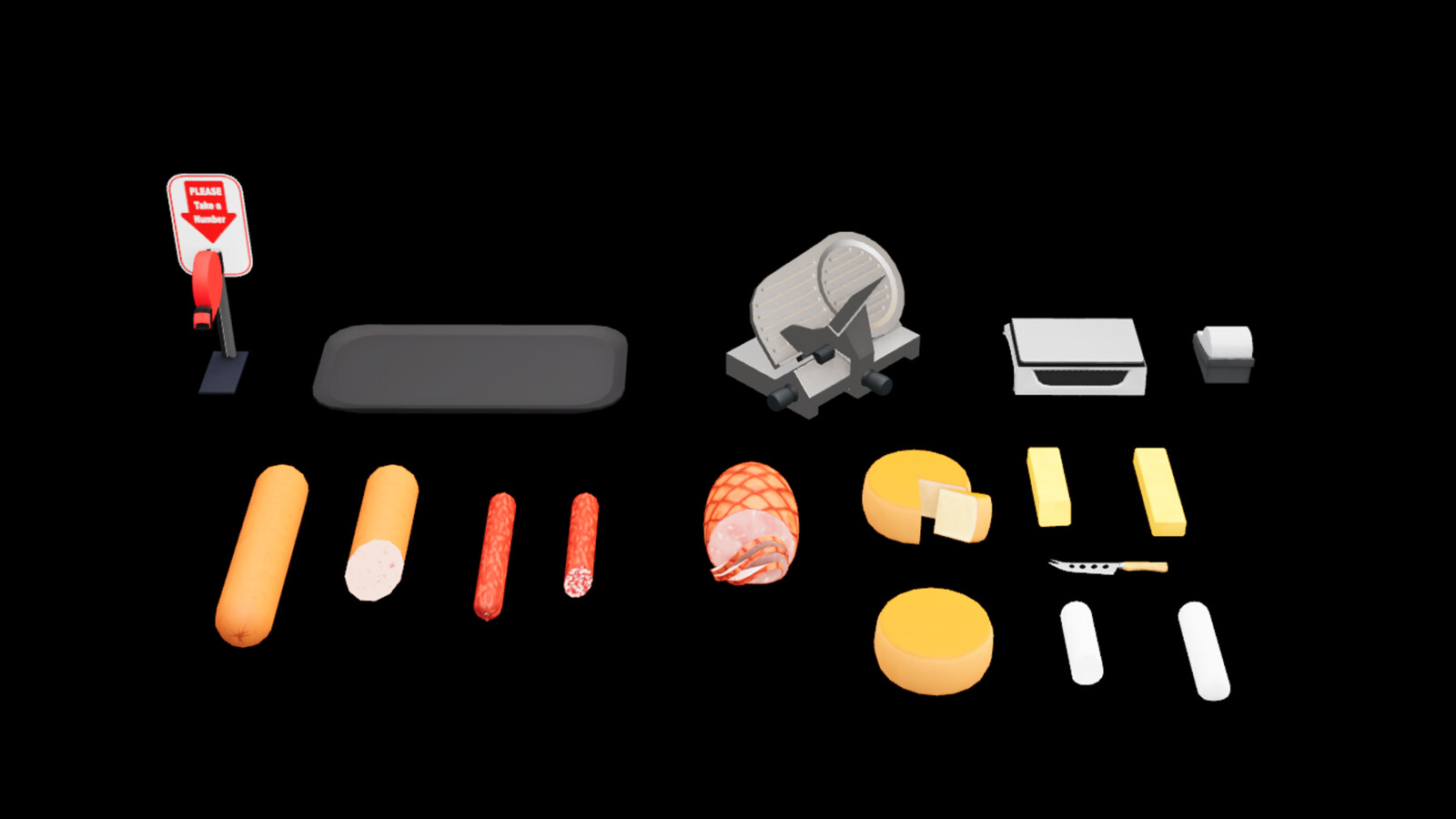 Custom deli food assets and set dressing.