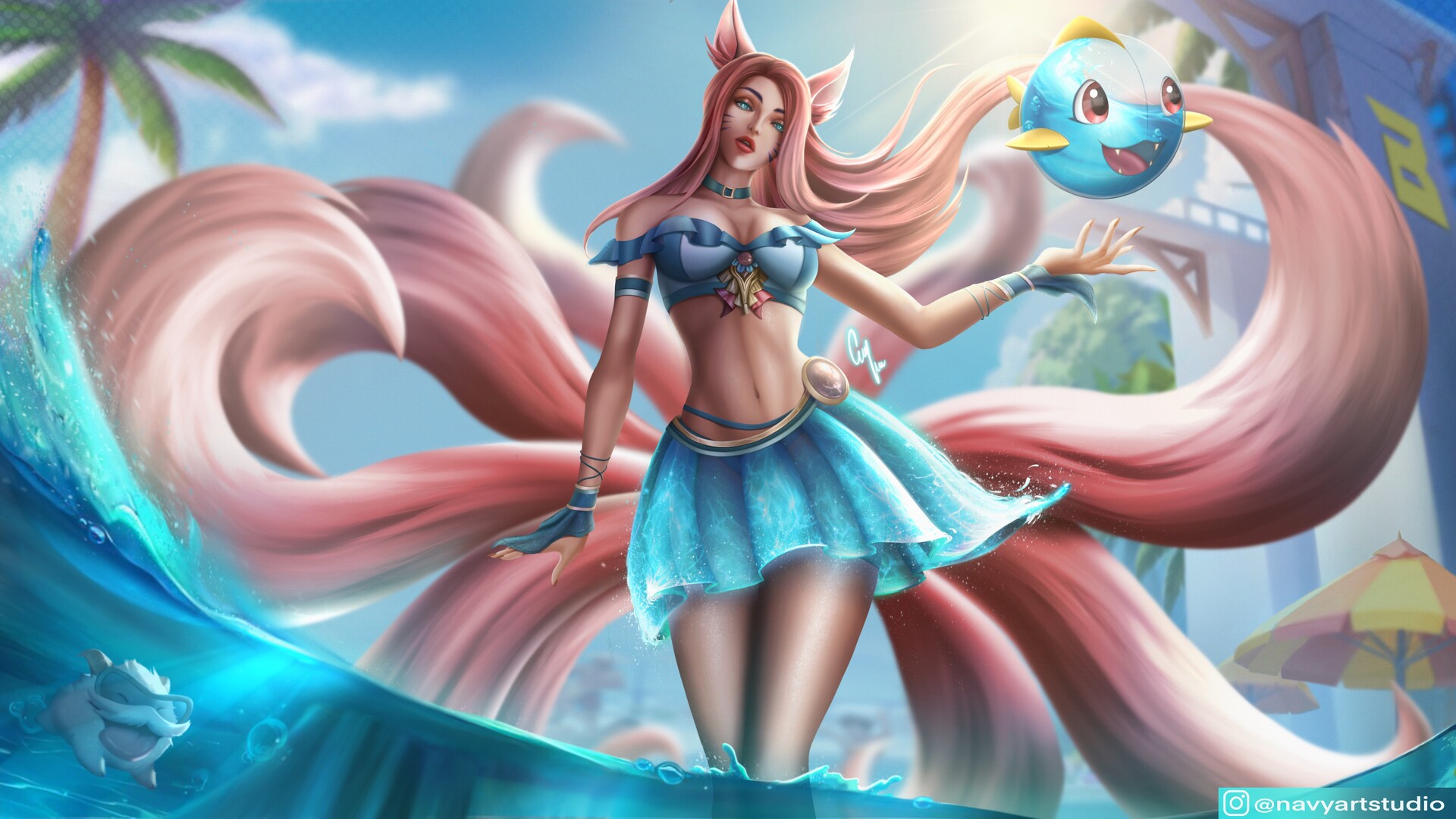 ArtStation - Ahri Pool Party - SplashArt