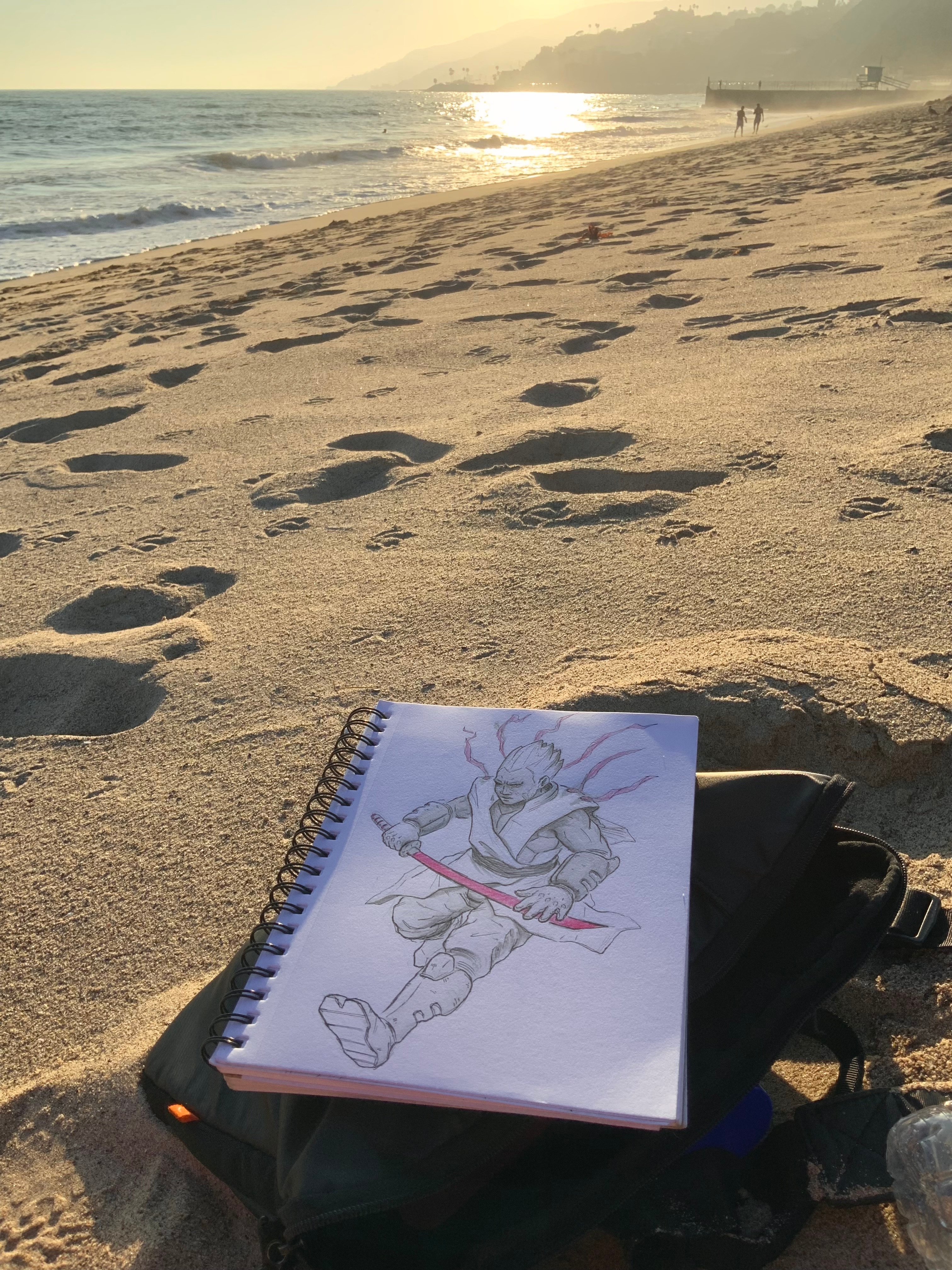 Original sketch on the beach!