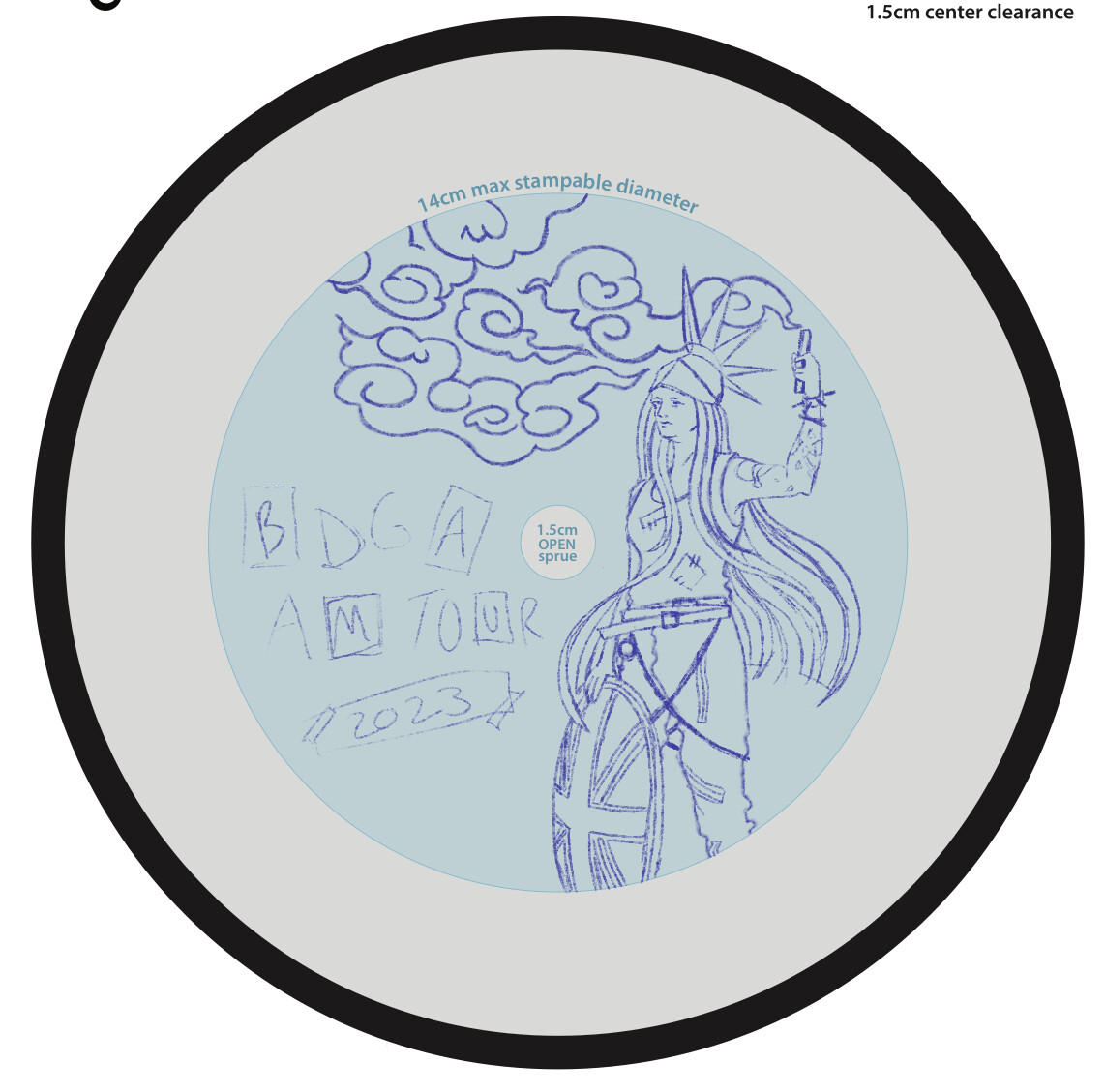 BDGA AM Tour 2023 Players pack disc sketch.