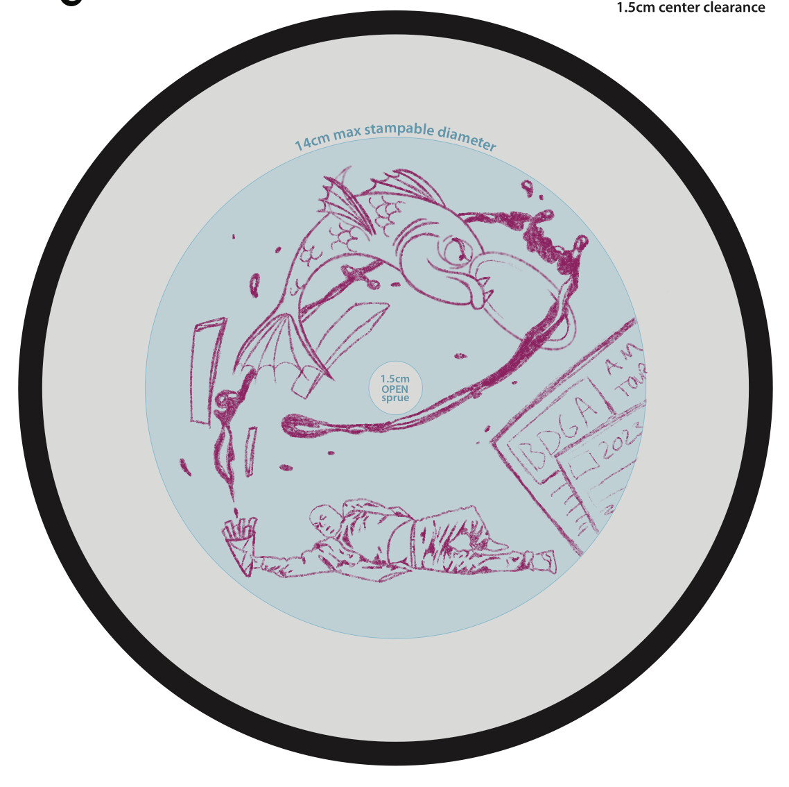 BDGA AM Tour Fundraiser disc sketch.