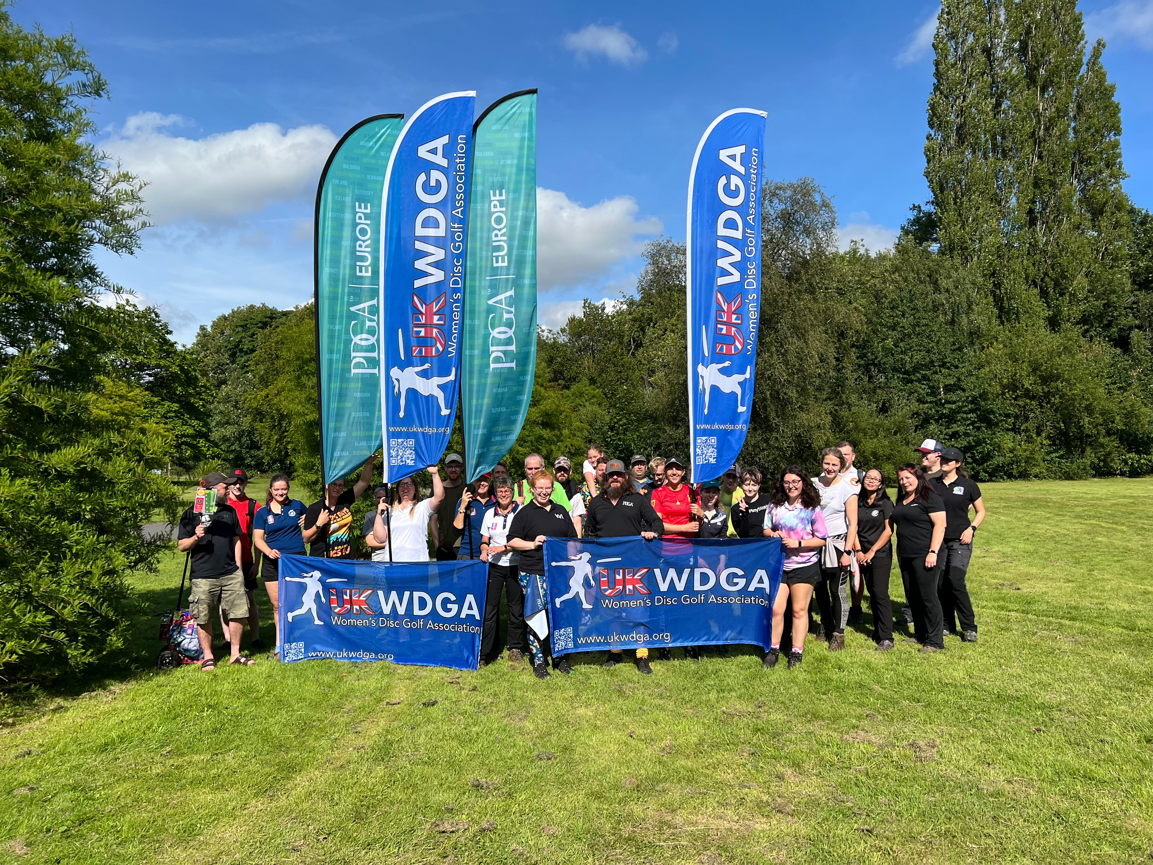 UKWDGA banners and flags at Women’s Global Event