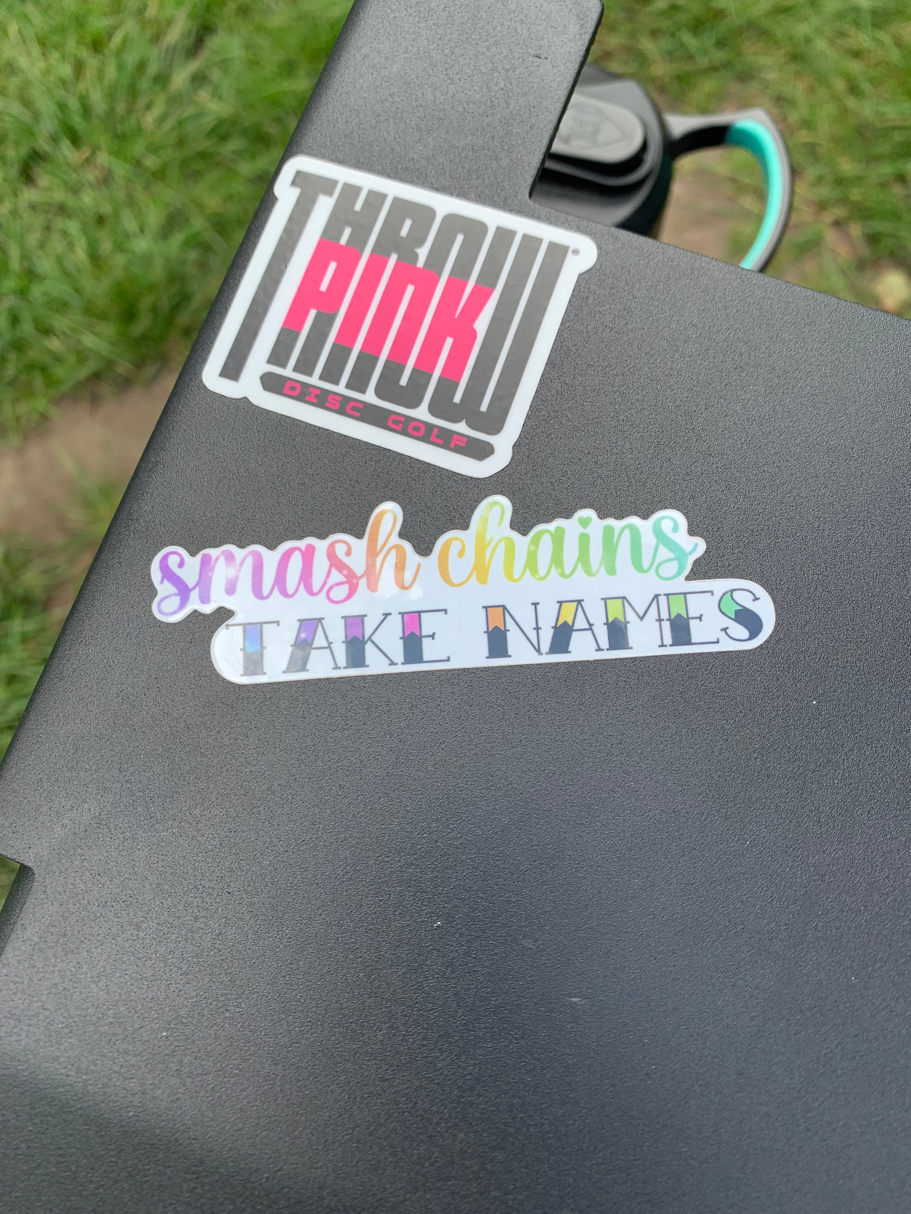 Smash chains - take names sticker on zuca cart