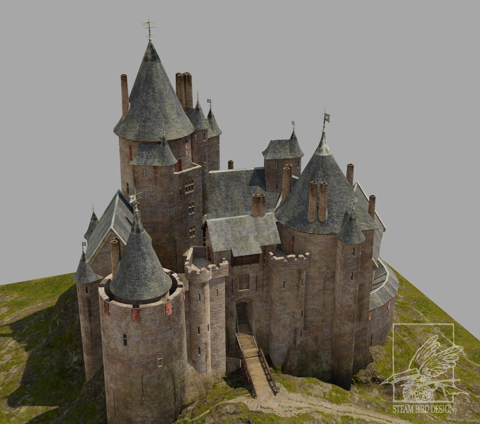 Castle layout variation - front view,