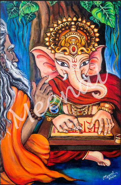 ArtStation - Painting of Lord Ganesha and Sage Vyasa