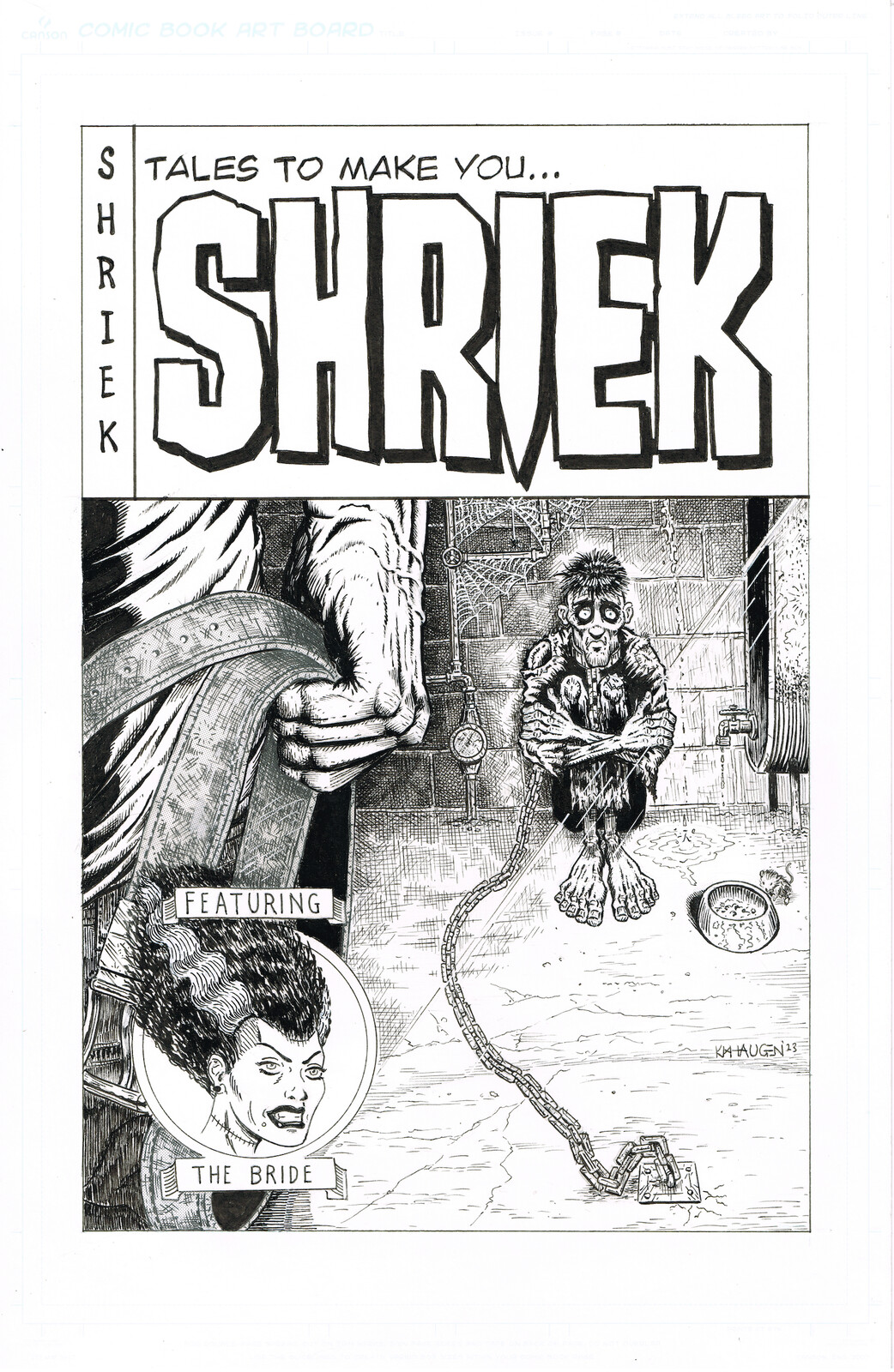 Cover WIP for Shriek vol. 3 based on the tale “The Flim Flam” written by Dennis Webster, published by Fantaco. 