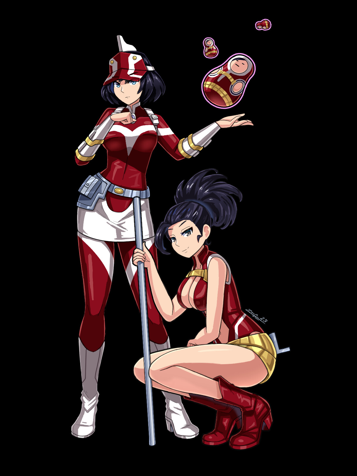 ArtStation - The Red Heroines - Momo Yaoyorozu and Yui Kodai