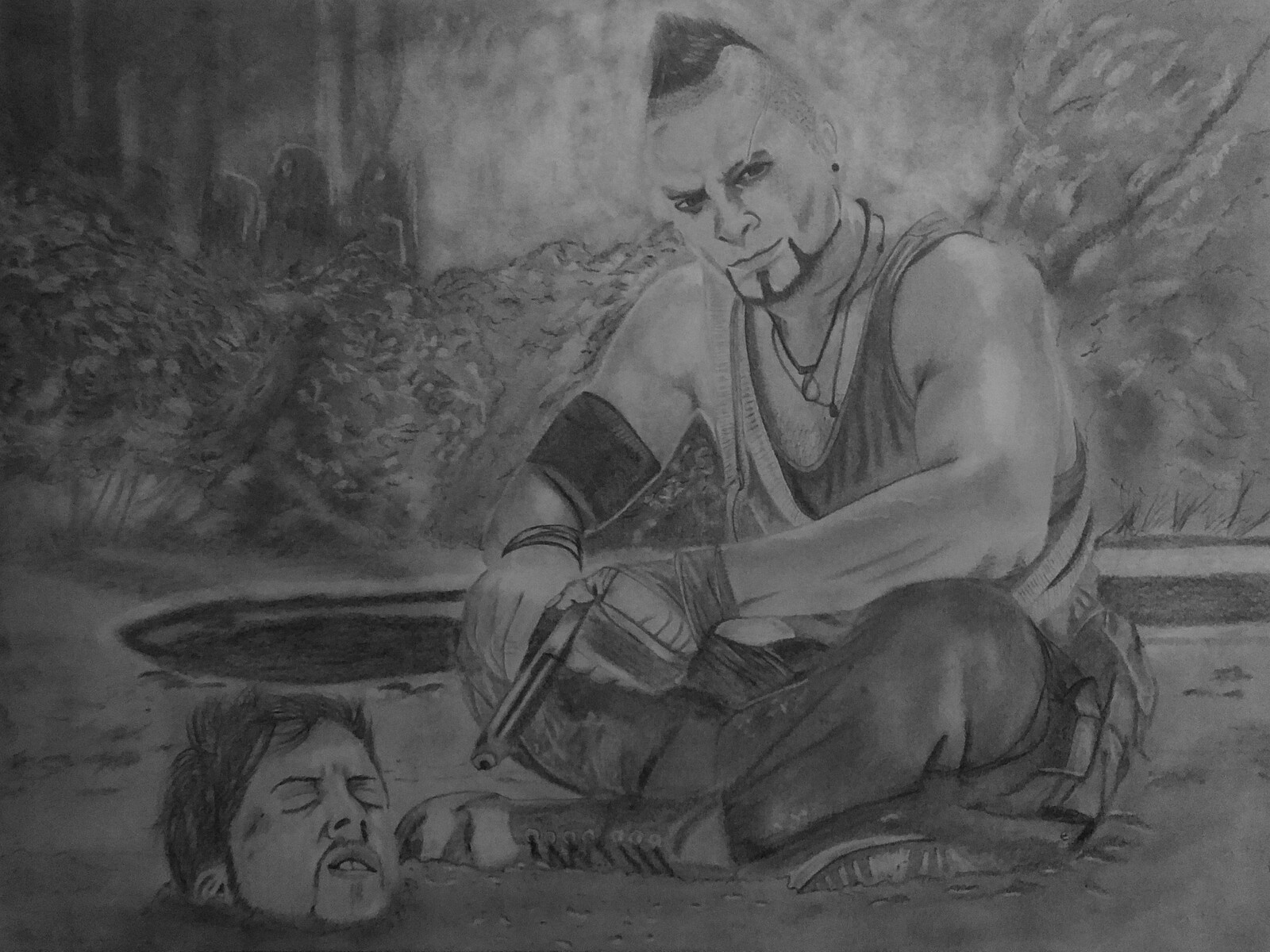 Far Cry 3 Fan Art (2013ish, DIN A3)

For me Vaas was one of the greatest villains ever created back then. I loved this game.