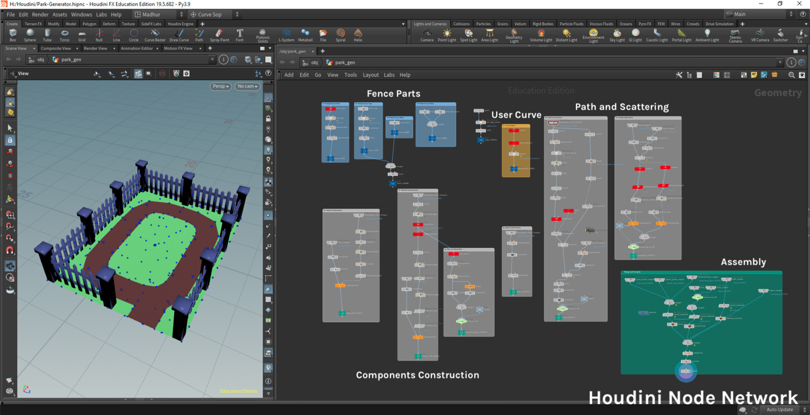 Tool overview in Houdini and node network