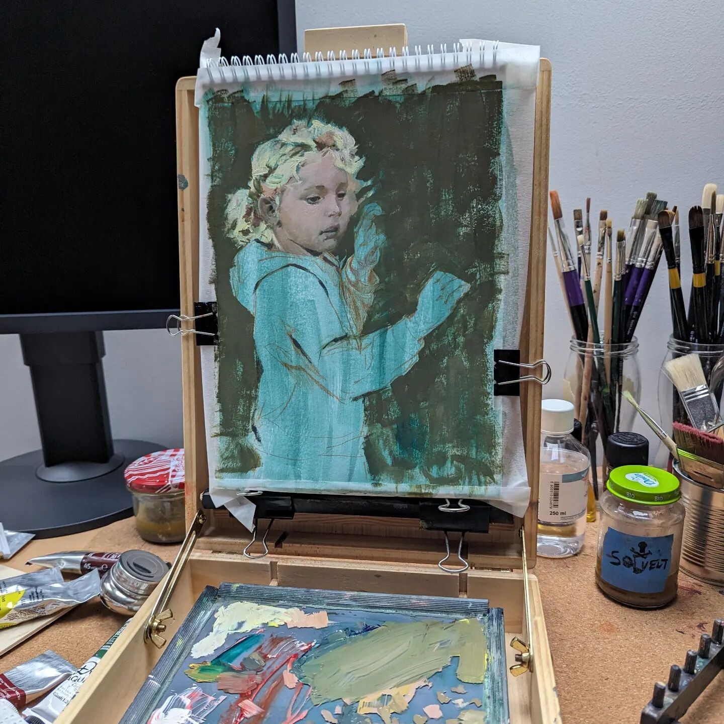 Tosia, oil painting in progress