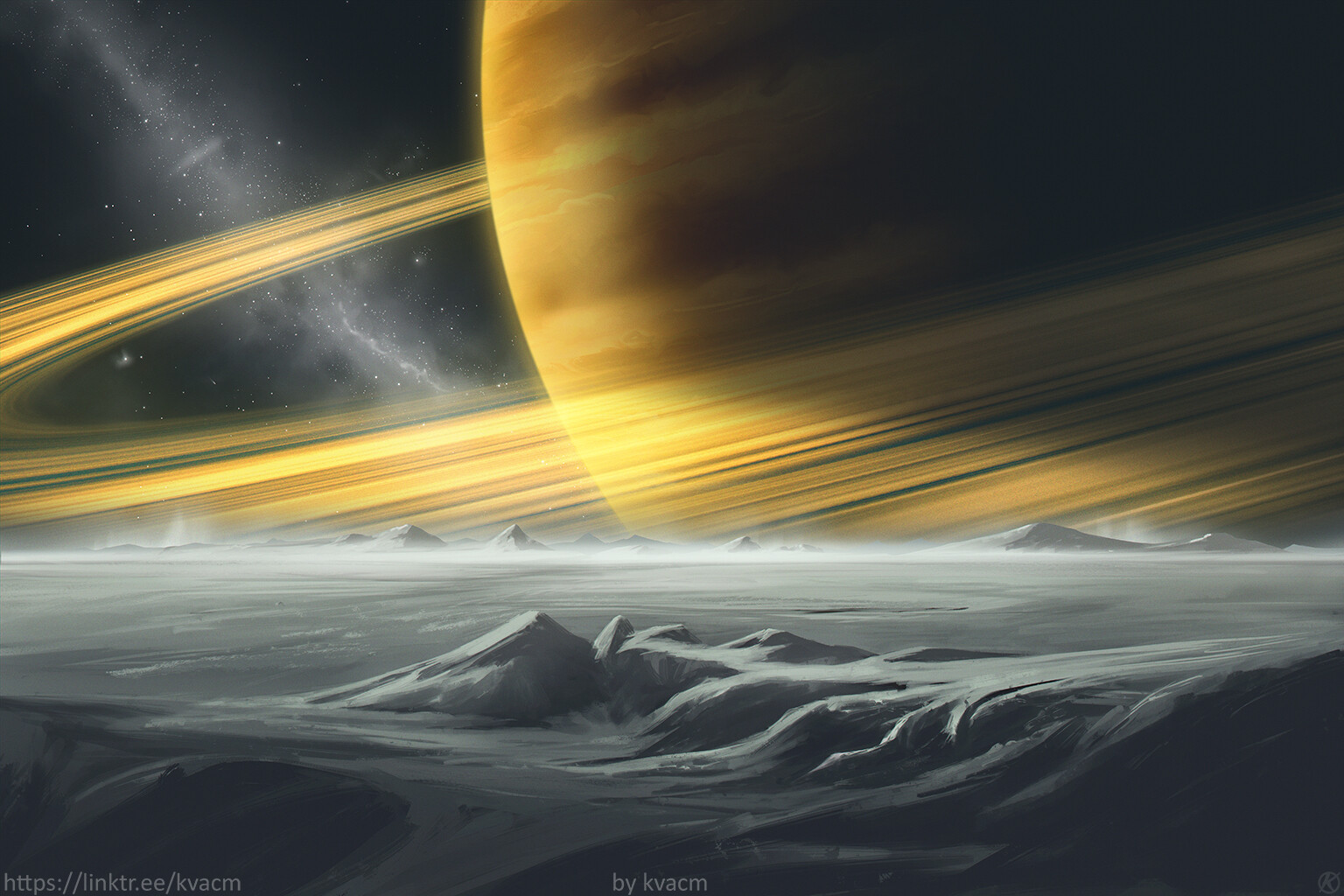 Ringed Planet From Its Moon