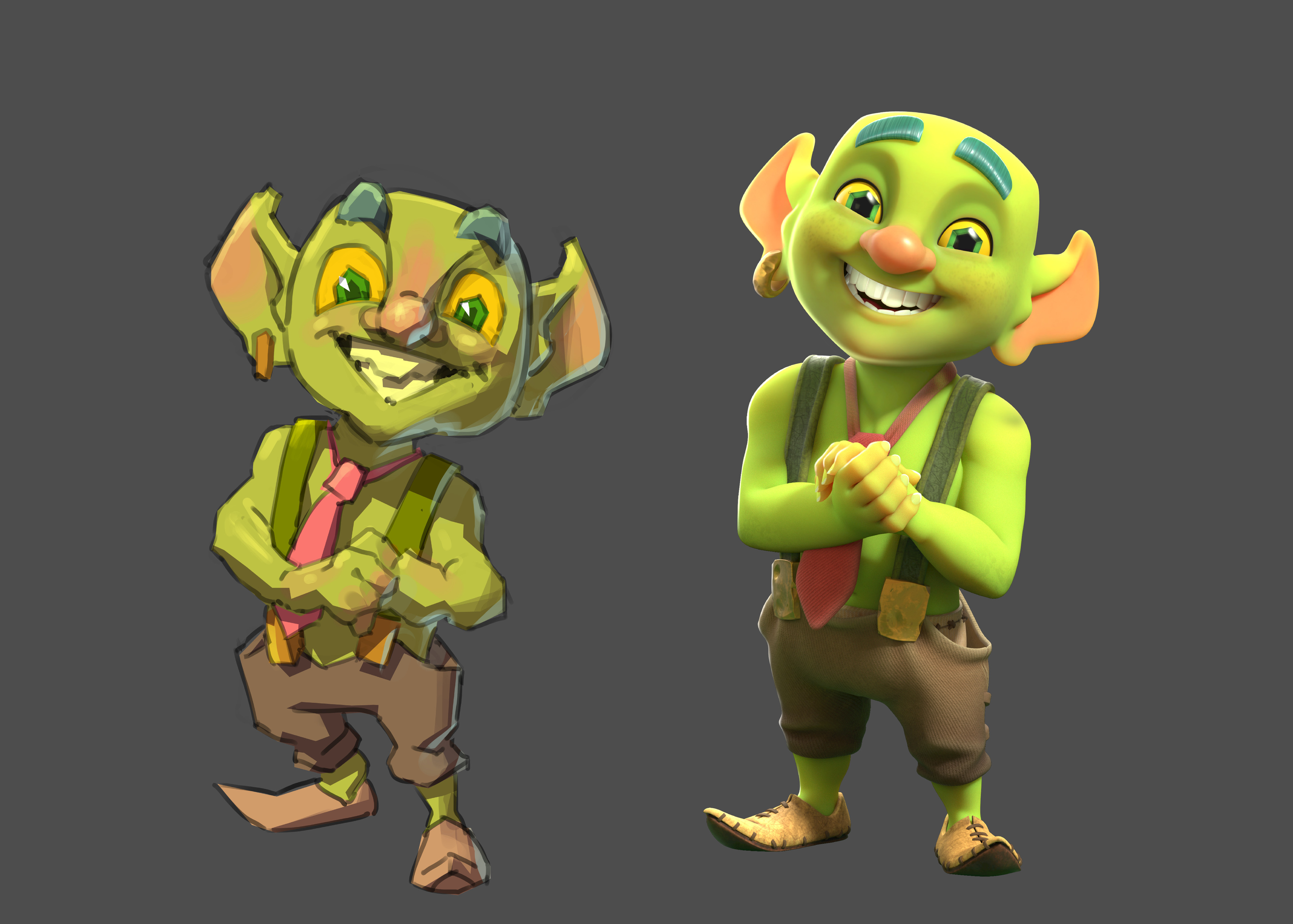 Sketch compared to the final 3D model by Surface Digital.