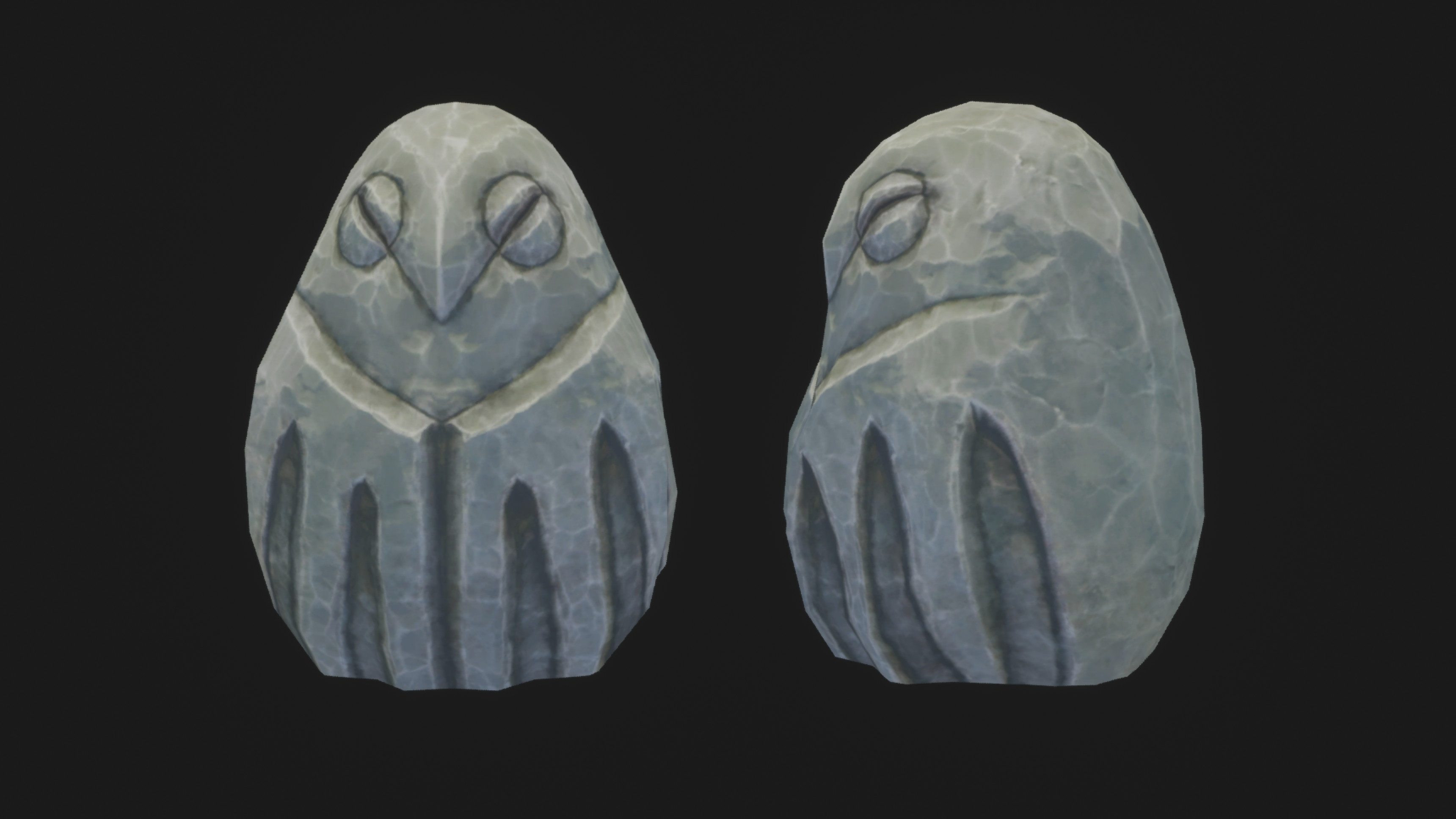 Avian statue without moss.