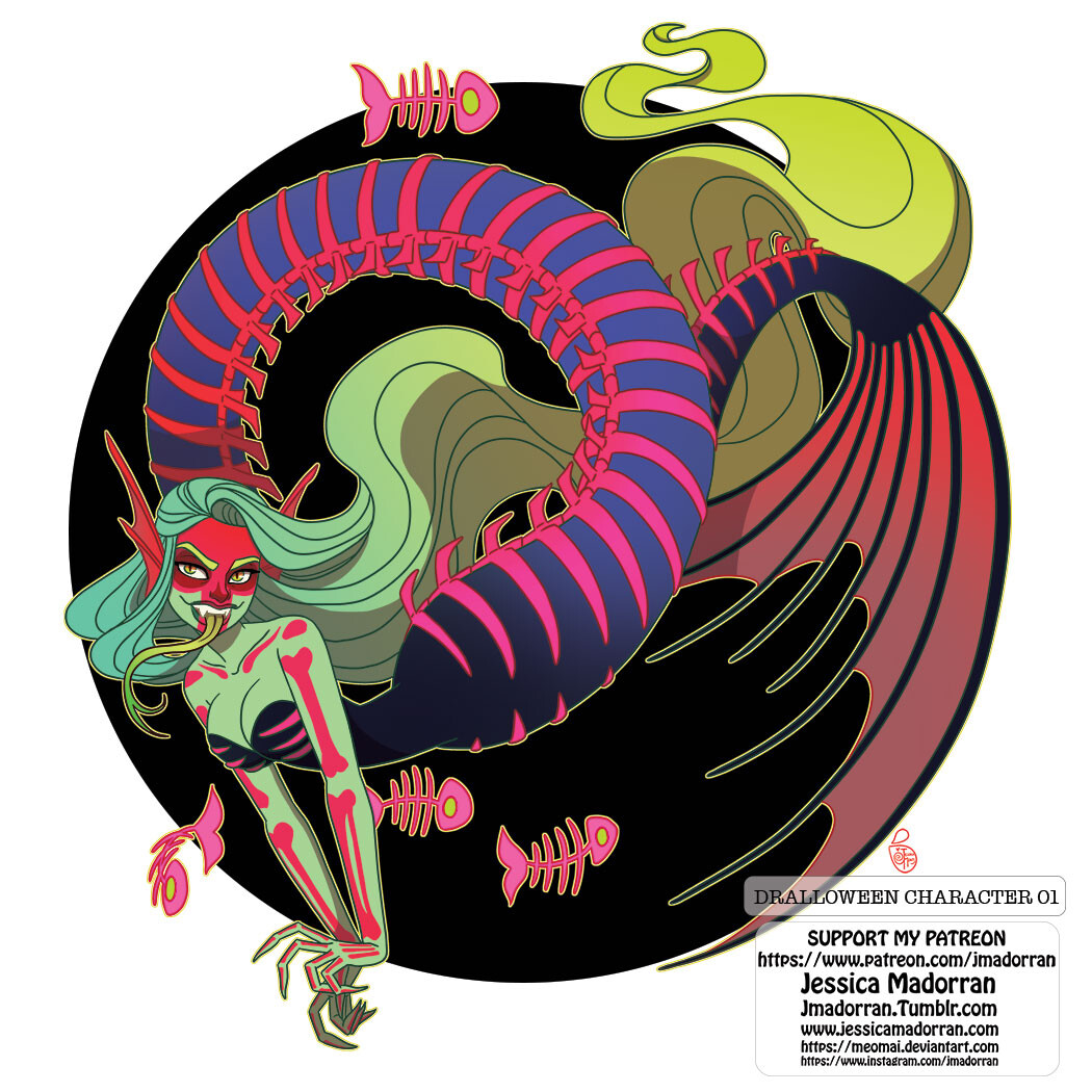 October 2023 Patreon - Drawlloween Character 01 - Mermaid