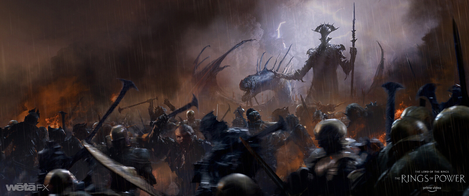 This art was in fact extrapolating some of the ideas from the former keyframe and using them instead for Sauron surveying the battle scene. 