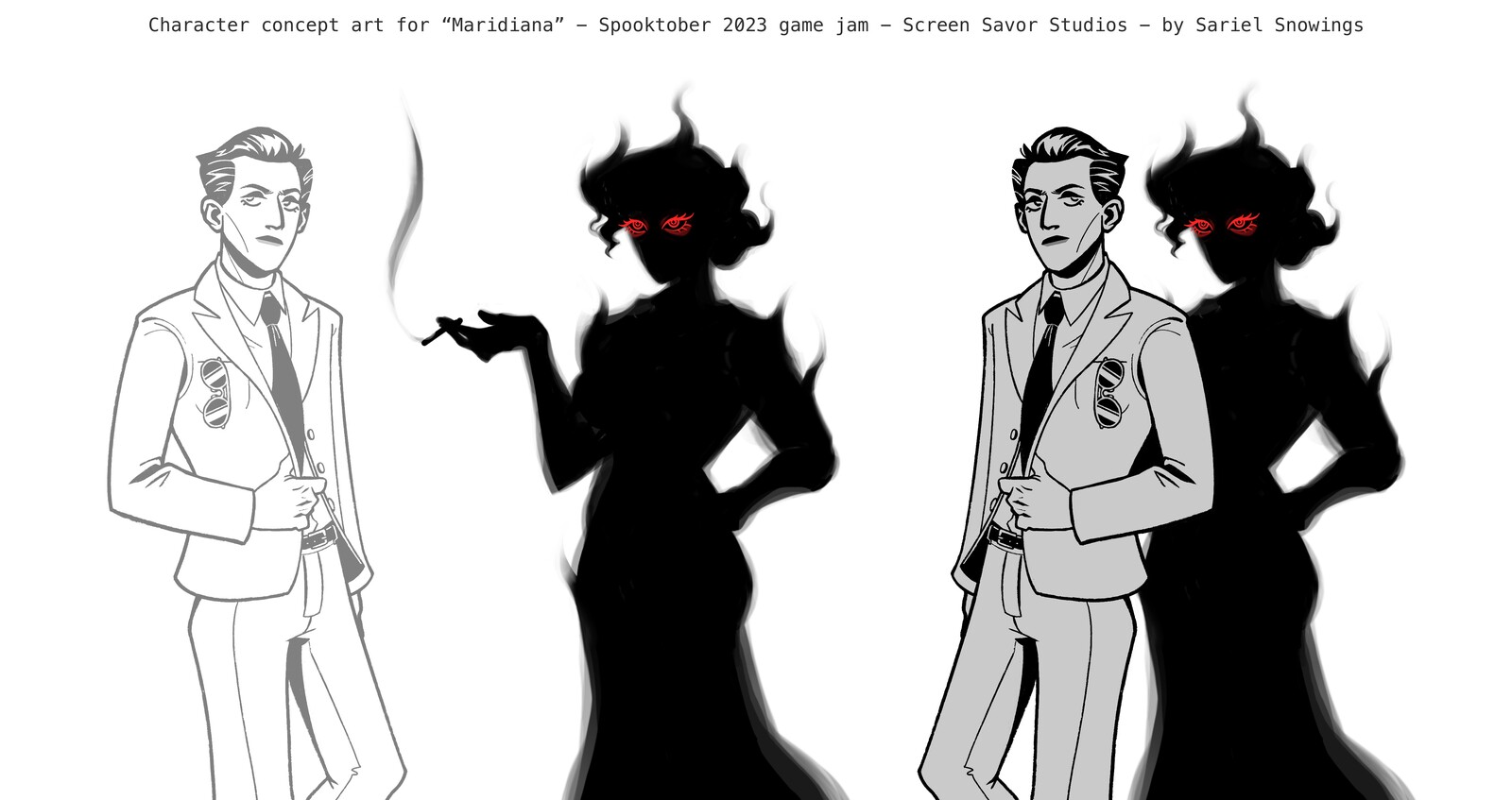 Concept art for Meridiana (this character had appeared in another game by the same developer previously, so I just made a small redesign).