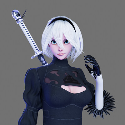 Nier Automata A2 concept - inglish  Modelado de personajes, Diseño de  personajes, Model sheet character
