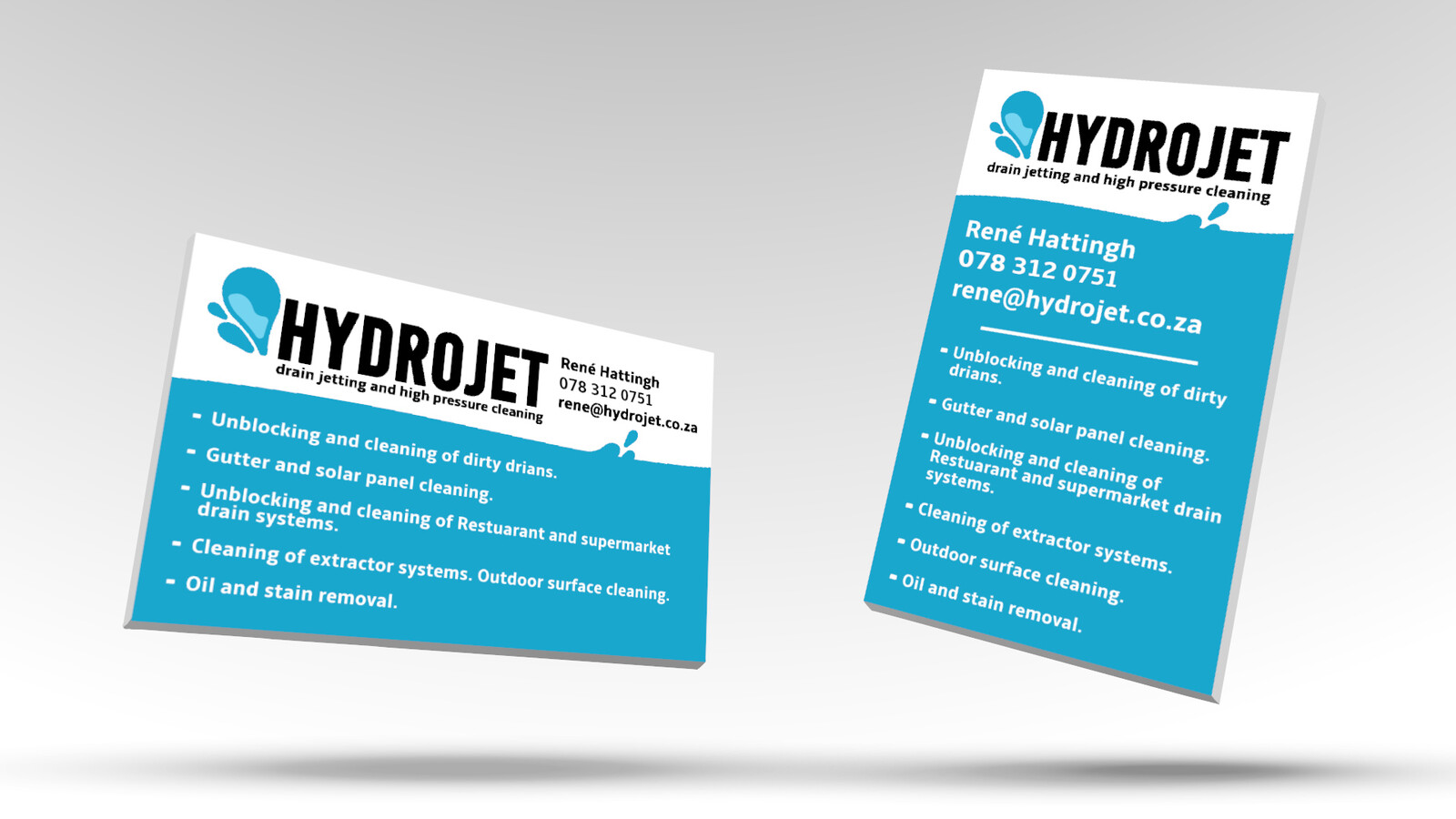 Digital mock up of the business cards.
