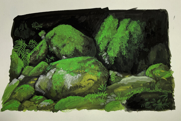 ArtStation - Mossy Rocks (Ghibli Study)