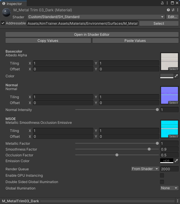 I used Amplify Shader Editor to set up our standard PBR shader