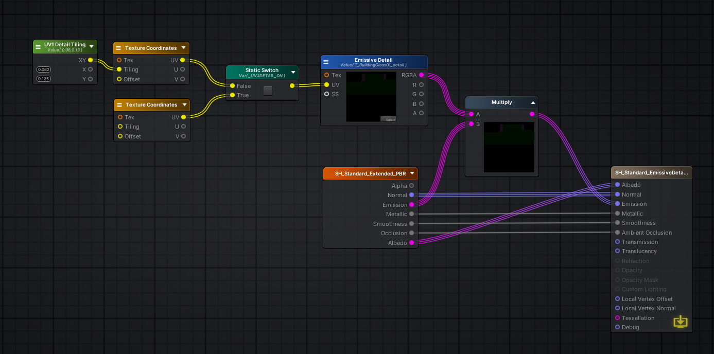 Example of leveraging shader functions in Amplify Shader Editor to add shader variants without any duplicate nodes