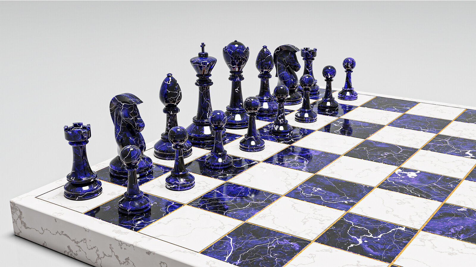 Capture of the blue pieces.