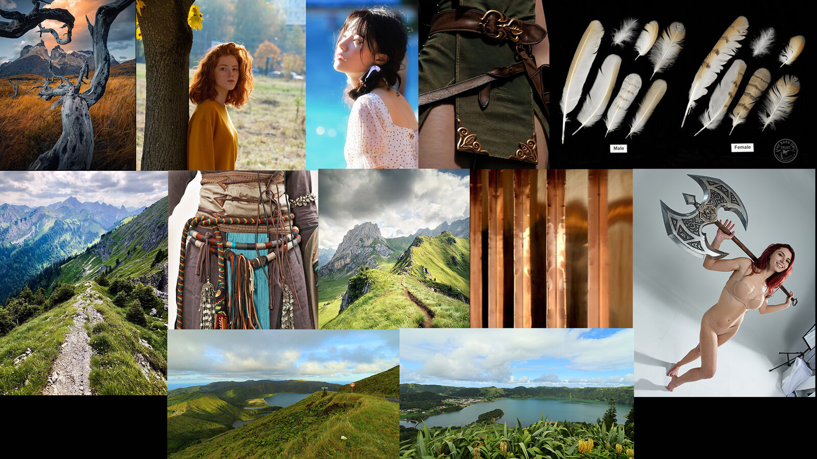 Reference board. Used some imagens I found on the internet, Some photos I took from my trip to Azores and the figure reference is from Splash Art reference pack from Grafit Studio. 