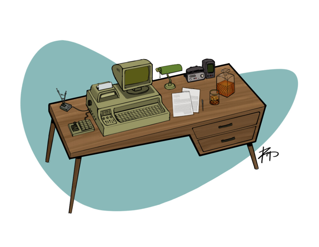 60s-styled desk.