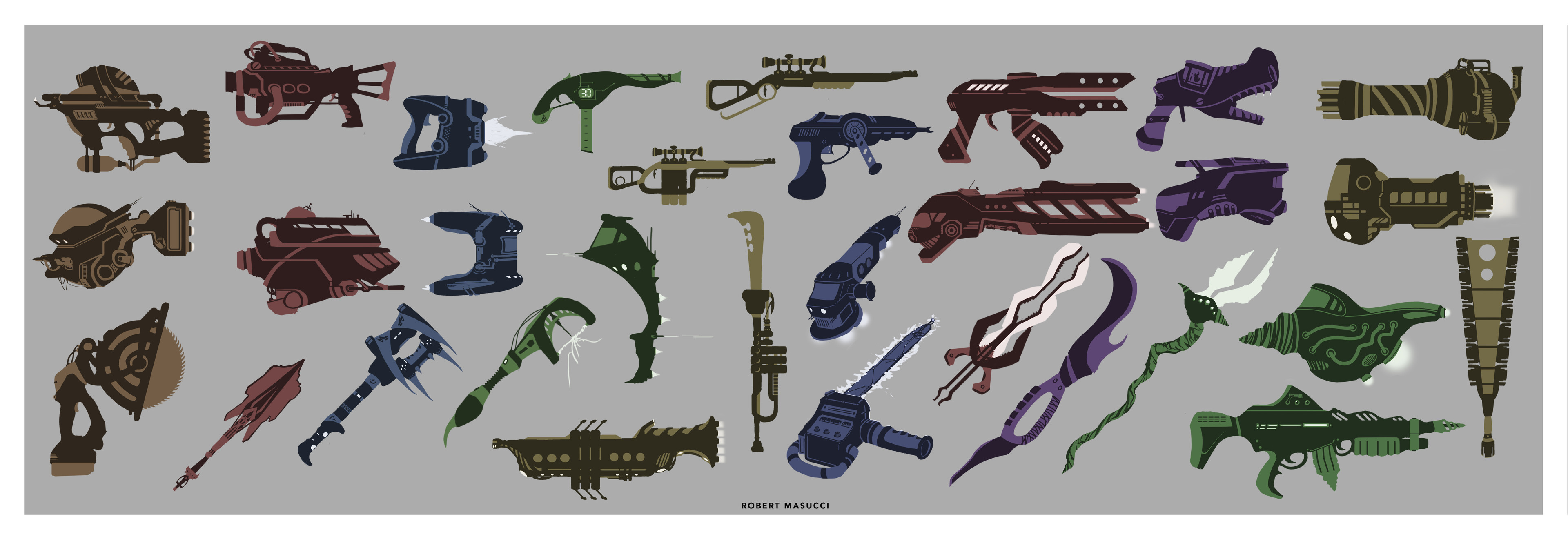Gun / ship / blade designs, based on form language of common objects. 