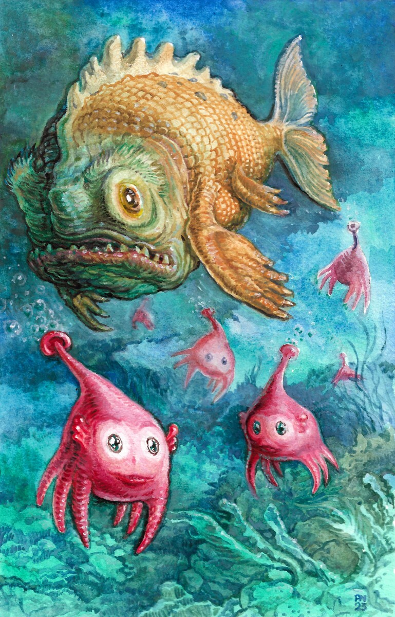Nonstrogh the monster fish and his little friends