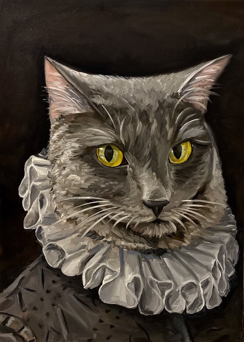 ArtStation - Oil royal cat portrait