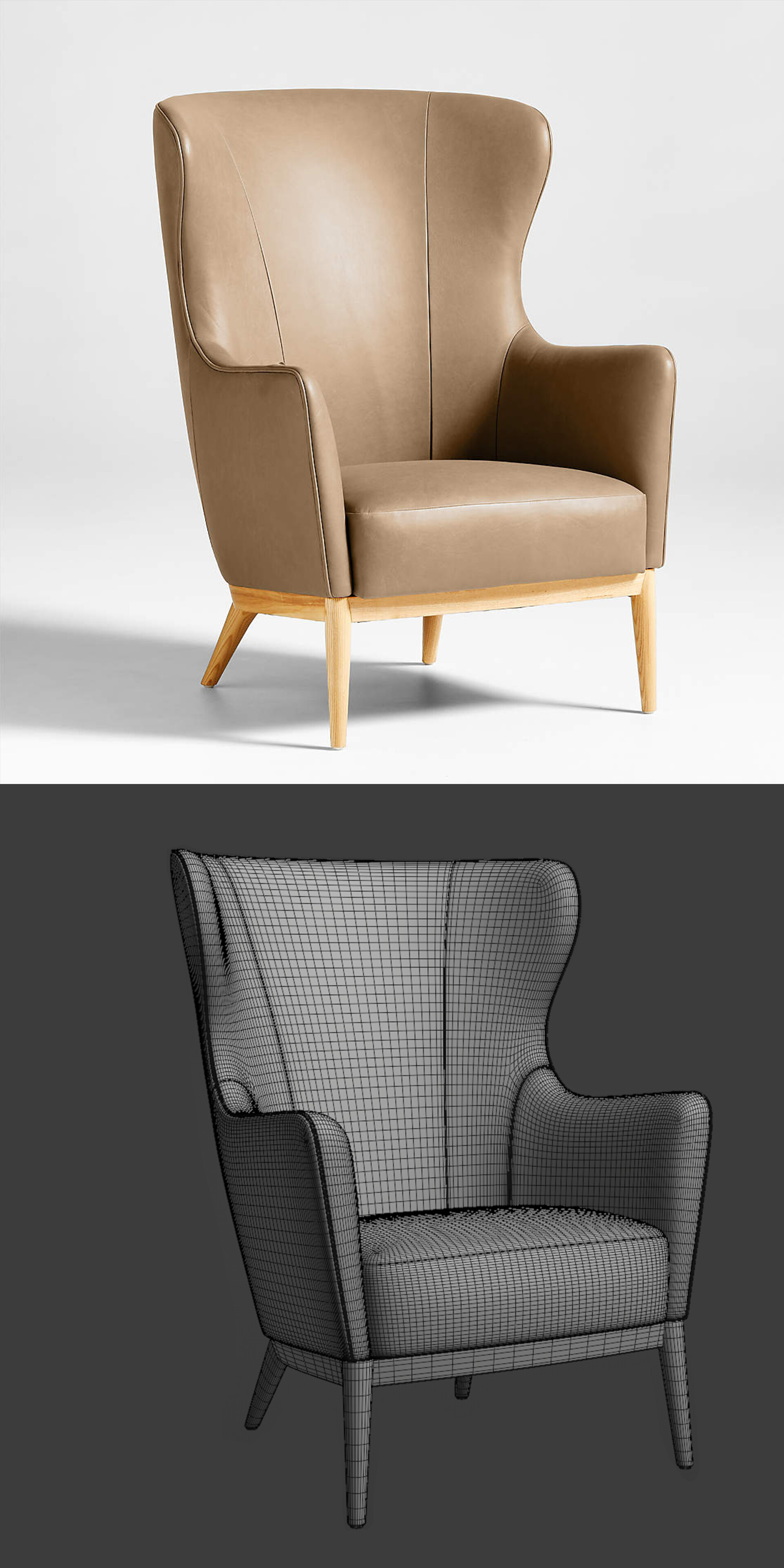ArtStation Crate and Barrel Alva Leather Wingback Chair