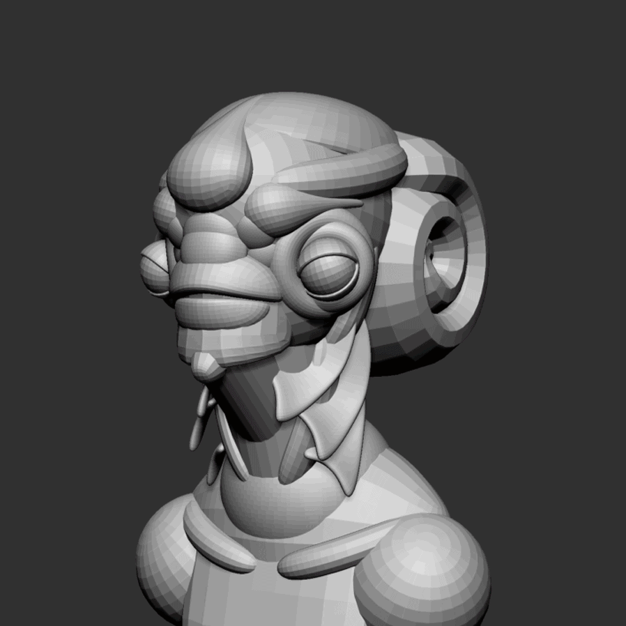Blocking, sculpting and rendering process.